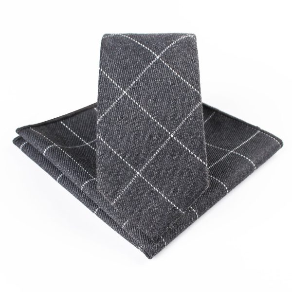 Business Casual Tie Men Cotton Plaid Pocket Square Wedding Party Fashion Tie Set - Image 21