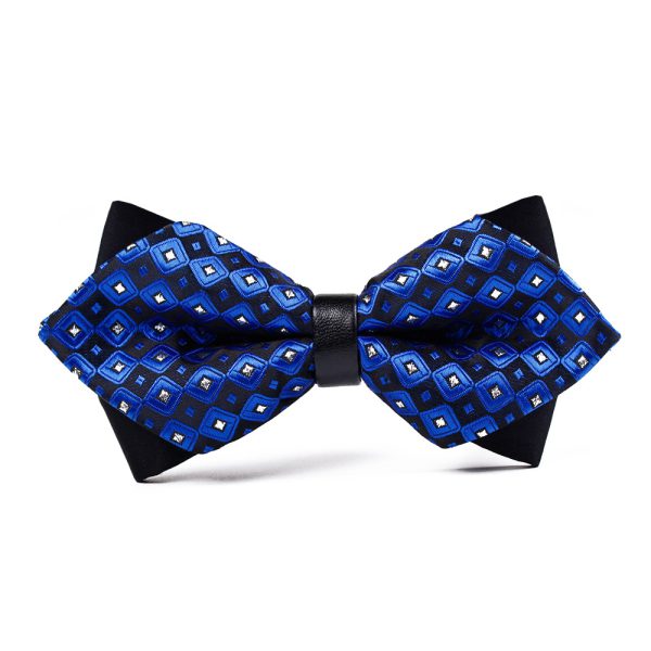 Men's Classic Polyester Checkered Pointed Multicolor Bow Tie Pointed Bow Tie Suit Shirt Bow Tie - Image 3