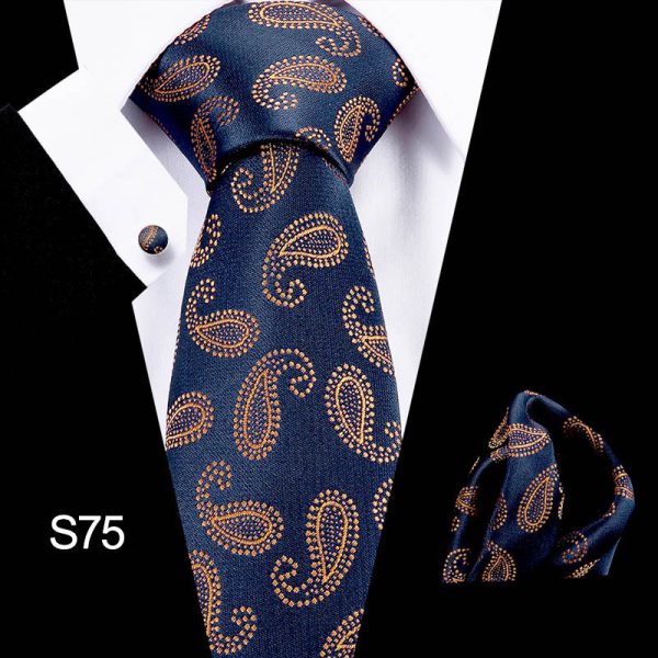 Men's tie three piece set cashew flower series fashion tie - Image 21