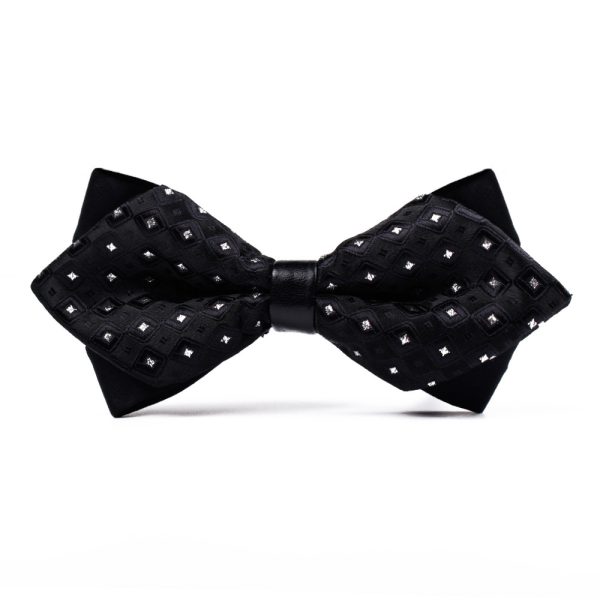 Men's Classic Polyester Checkered Pointed Multicolor Bow Tie Pointed Bow Tie Suit Shirt Bow Tie - Image 5