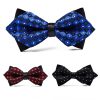Men's Classic Polyester Checkered Pointed Multicolor Bow Tie Pointed Bow Tie Suit Shirt Bow Tie