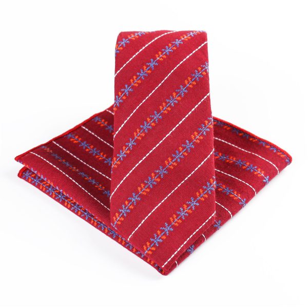 Business Casual Tie Men Cotton Plaid Pocket Square Wedding Party Fashion Tie Set - Image 8