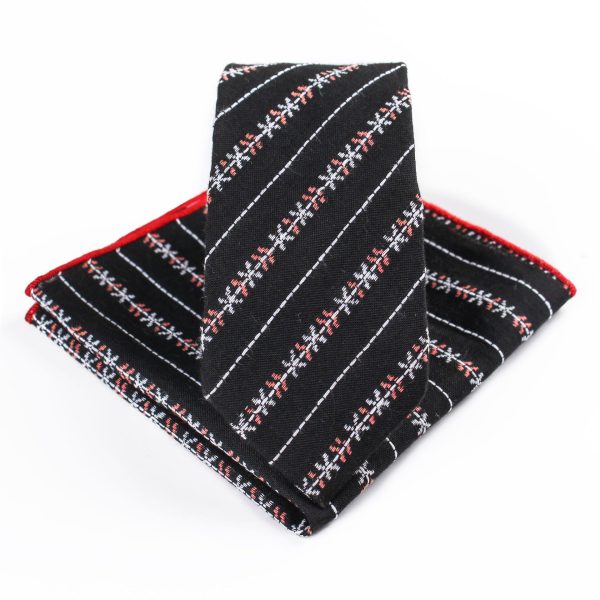 Business Casual Tie Men Cotton Plaid Pocket Square Wedding Party Fashion Tie Set - Image 9