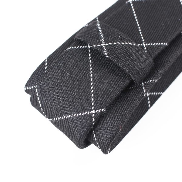 Business Casual Tie Men Cotton Plaid Pocket Square Wedding Party Fashion Tie Set - Image 5