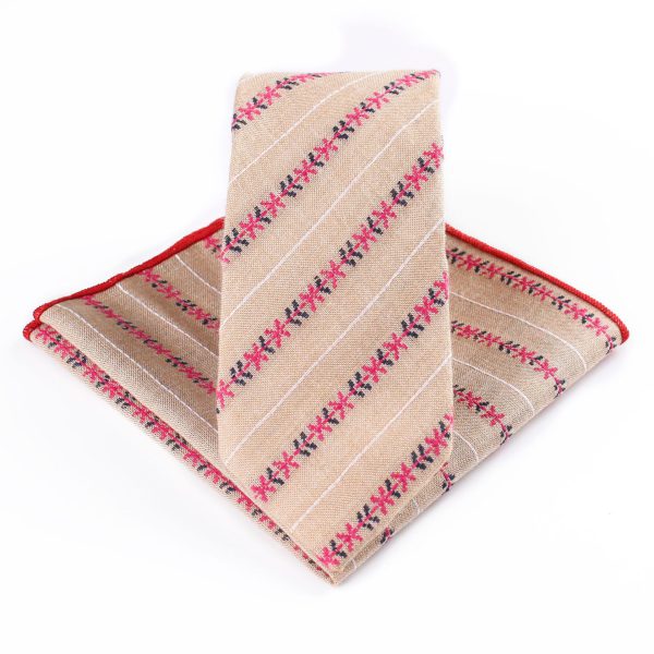 Business Casual Tie Men Cotton Plaid Pocket Square Wedding Party Fashion Tie Set - Image 6