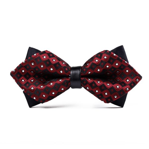 Men's Classic Polyester Checkered Pointed Multicolor Bow Tie Pointed Bow Tie Suit Shirt Bow Tie - Image 4