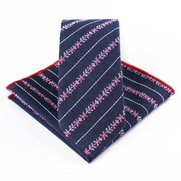 Business Casual Tie Men Cotton Plaid Pocket Square Wedding Party Fashion Tie Set - Image 10